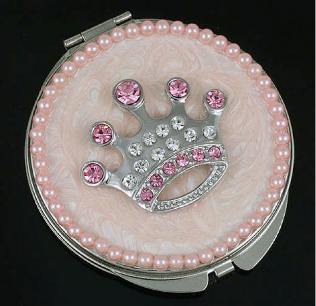 Pocket Mirror - Rhinestone Crown - Pink -MR-GM1253PN